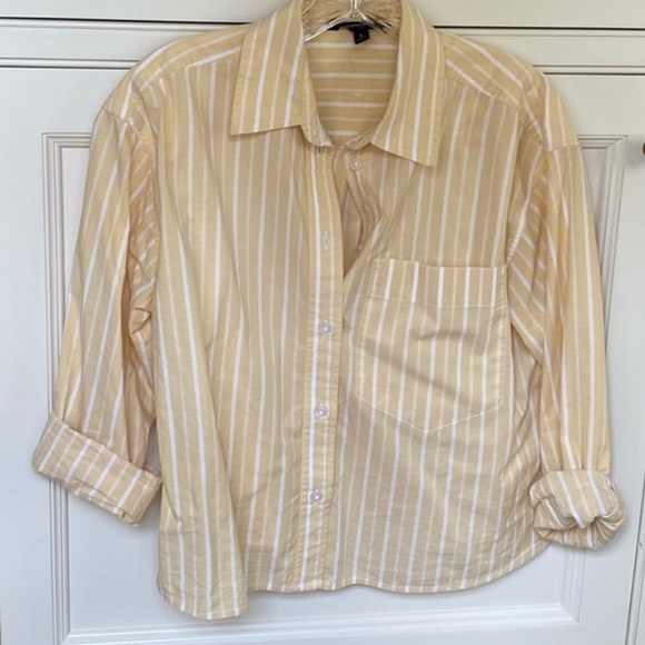 BRAND NEW BANANA REPUBLIC STRIPED CROP POPLIN SHIRT - Picture 3 of 7